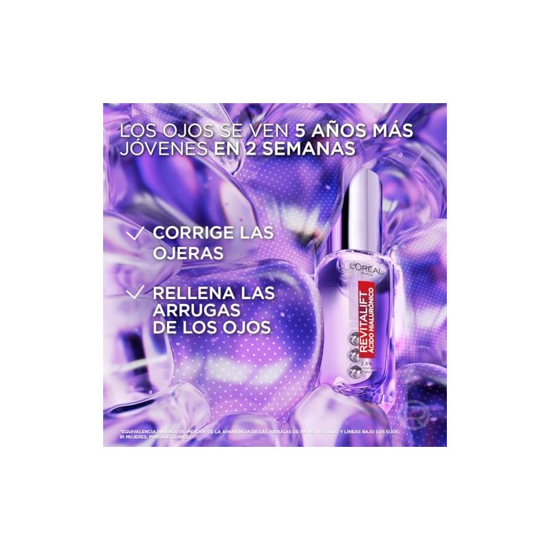 LOreal Paris Revitalift cido Hialurnico Srum Ojos, Hidrata y rellena