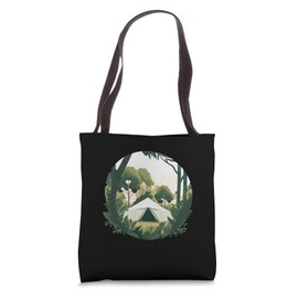 Camping Themed Tent In Woods Outdoor Adventure Tote Bag