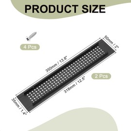 PATIKIL 14 x 2 Inch Door Air Vent Cover, 2 Pcs Aluminum Grille Ventilation Cover Louvered Diamond Hole with Mounting Screws for Cabinet Wardrobe Door, Black