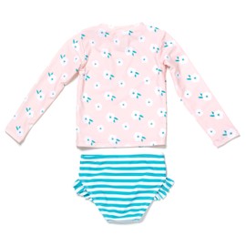 Coast & Crest Long Sleeve Rash Guard 2 Piece Swimsuit Set Poppy Floral 18-24M