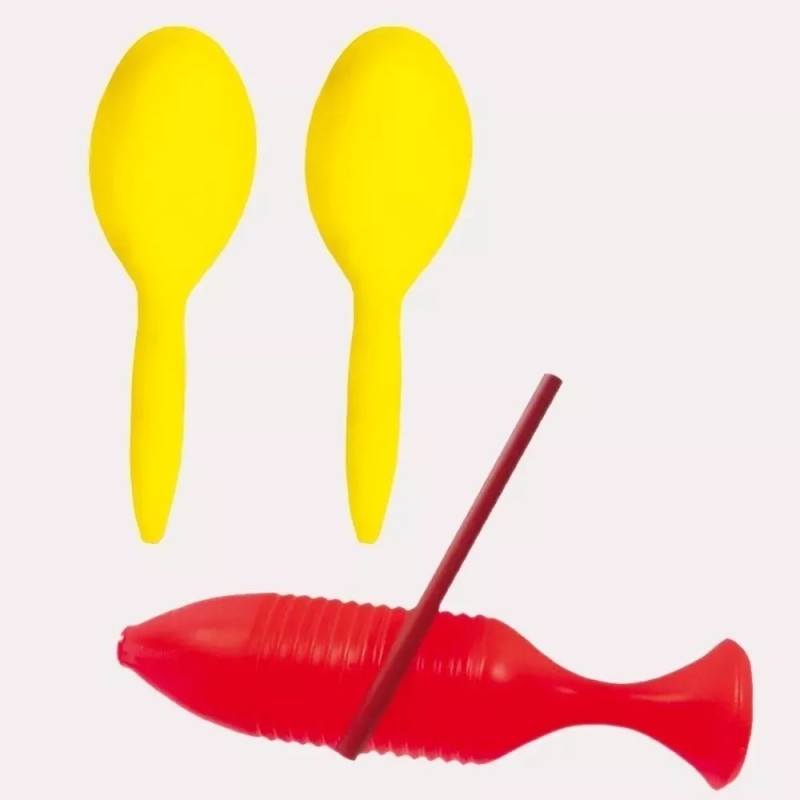 Hacer y Aprender Par De Maracas Con Güiro De Plástico,