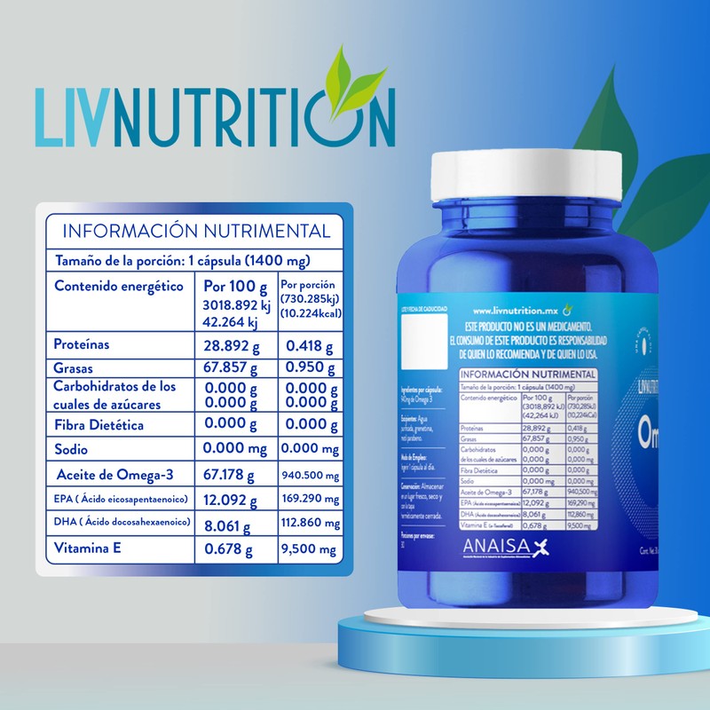 Omega 3 con 60 cápsulas de 1.4 g | 18%