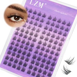 LZM Individual Eyelashes for Eyelash Extension - Natural Eyelash Cluster with Transparent Band, Soft, Thin Cluster Eyelashes, C Curl 10-12 mm Mix Eyelash Extensions, DIY Artificial Eyelashes at Home