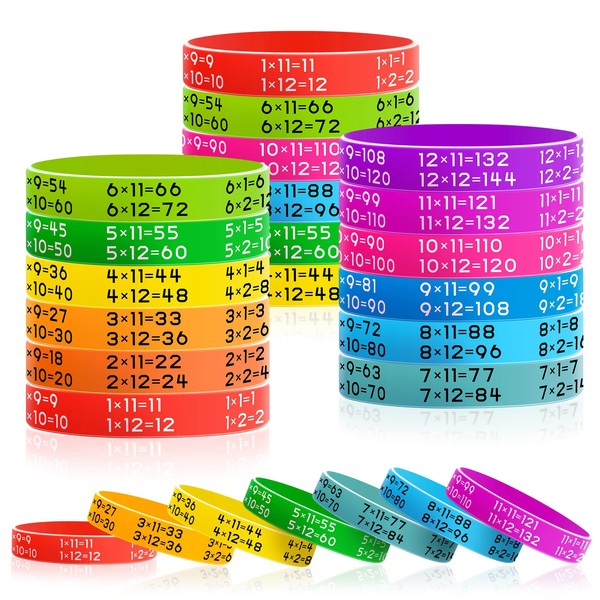 Zhanmai 144 Pieces Learn Maths Rubber Bracelets Multiplication Facts Bracelet