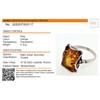 Sterling Silver and Baltic Honey Amber Rectangle Ring Makell Size:
