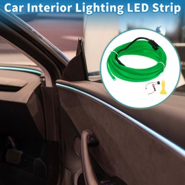 A ABSOPRO 3 Meter EL Wire Cable LED Glow String Light Car Lighting Strip Flexible Neon Light for Car Decoration Wiring Driver(12v) Green