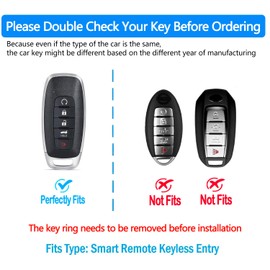 Tukellen for Nissan Key Fob Cover, Premium TPU Plated Case for 2023-2025 Pathfinder Rogue Ariya Versa Kicks Sentra Armada Murano Smart Remote Key Protector (Blue, 5 Buttons)