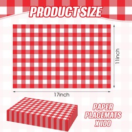 Lincia 100 Pcs Checkered Disposable Paper Placemats Bulk Buffalo Plaid Placemats Checkered Picnic Theme Placemats for Home Dinner Easter Birthday Wedding Party Supply