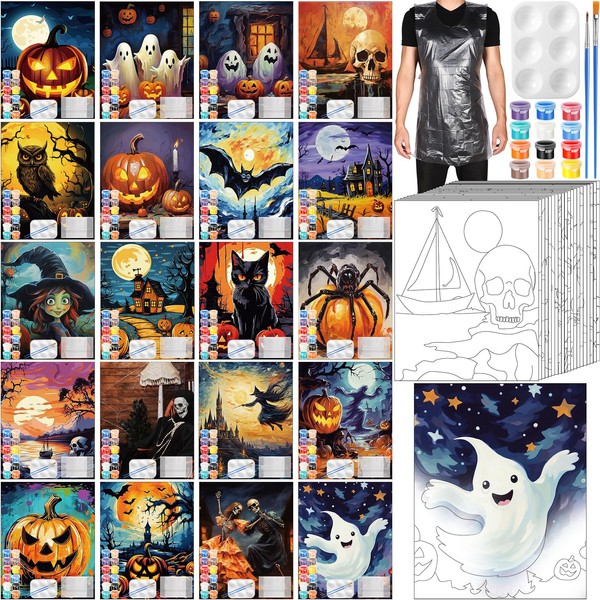 Dispowreath 20 Pack Pre Drawn Canvas for Painting Drawn Canvas