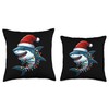 Shark Santa Hat Christmas Lights Sharkmas Tree Boys Girls Throw