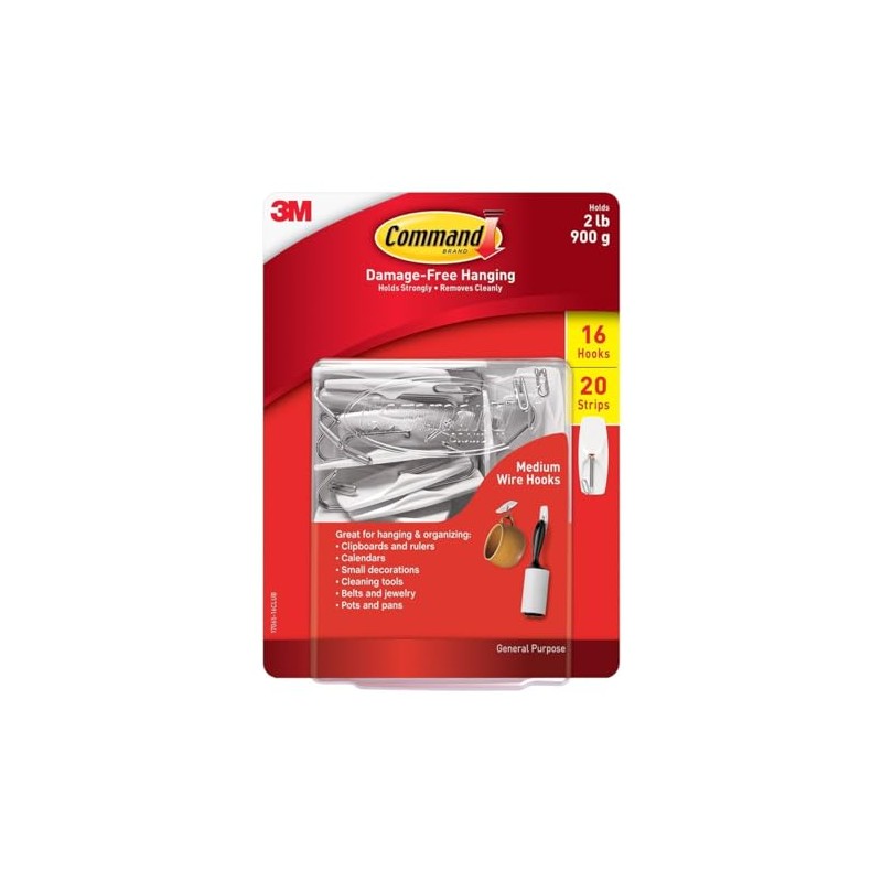 Medium Wire Hooks 16 Hooks 20 Strips