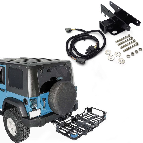 HTTMT Receiver Hitch and Wire KIT 2" For Jeep Wrangler