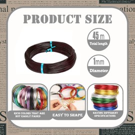 18 Gauge 1mm Brown Aluminum Craft Wire,45m Wire for Crafts,Thin Crafting Wire Bendable Sculpting Wire,Floristry Wire Flexible Wire for Jewellery Making,Bead Floral Making Skeleton Wire,Modelling Wire