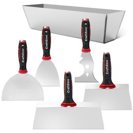 6 Pcs Putty Knife Set Drywall Tool Kit Taping Knife Mud Pan & Painter Scraper Tool Drywall Finishing Tools for Joint Taping Finishing & Patching
