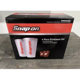 Snap-On SPP02B2022 4 Piece Drinkware Set (Frosted Pint Glass, Red Shot Glass)