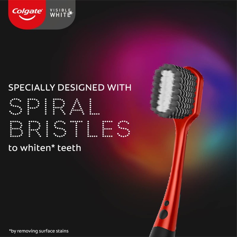 Colgate Visible White O2 Manual Toothbrush for Adults- 2 Pcs,
