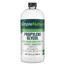 SimpleNature Food Grade Propylene Glycol - 99.9% Purity - 32 oz - Ecofriendly, Non-GMO Moisturizer, Solvent, Emulsifier, Humectant - Soaps, Lotions, Antifreeze, Fog Machines, Humidors