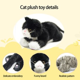 RLOMUTE 15.7 Inch White Cat Plush Toy Realistic kitten Stuffed Animal Super Soft Cute Cuddly for Birthday Party Favors Companions Bedroom Car Home Decor Collectible Gift for kids Easter Christmas