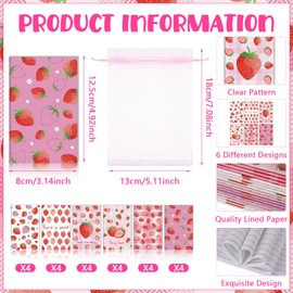 RZJSLSHANHAI 48 Pcs Strawberry Party Favors Bulk Including 24 Strawberry Mini Notebooks24 Cute Pens Aesthetic Strawberry Gifts with 6 Styles for School Office Supplies Class Reward Prizes