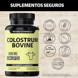 Beyond Vitamins | Calostro Bovino Grass Fed de Libre Pastoreo 1000 mg, Bovine Colostrum de Calidad Certificada (180 Cápsulas)
