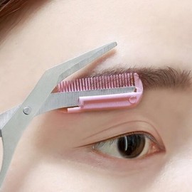 Fine brush, comb-attached eyebrow thinning scissors, comb scissors, length trimming, grooming, cutting / 잔솔 빗달린 눈썹숱가위 빗가위 길이정리 손질 자르기