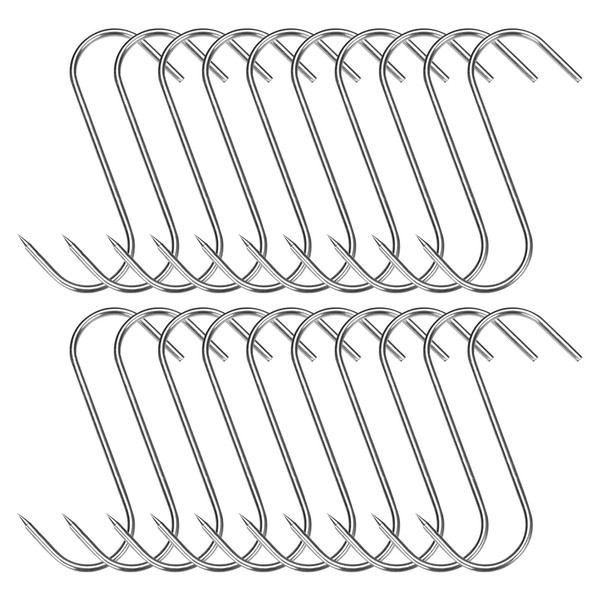 Pack of 20 Stainless Steel Meat Hooks, Smoking Hooks, Robust
