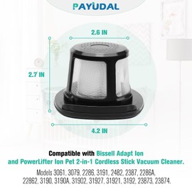 4 Pack 3061 3079 2286 3190 3191 Reusable Replacement Filter For Bissell Featherweight Cordless XRT Stick Vacuum For Bissell Adapt Ion Pet 2-In-1 And PowerLifter Ion Pet Filter For ReadyClean Cordless.