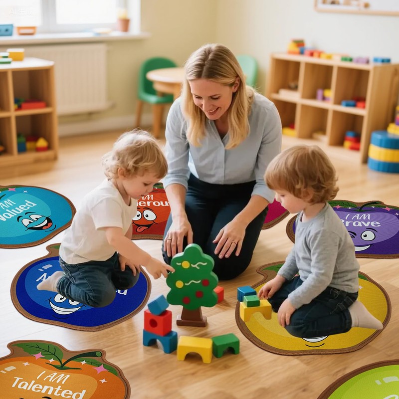 yueyaer 12 Pcs Kids Carpet Circle Seats,16" Kids Classroom Rug