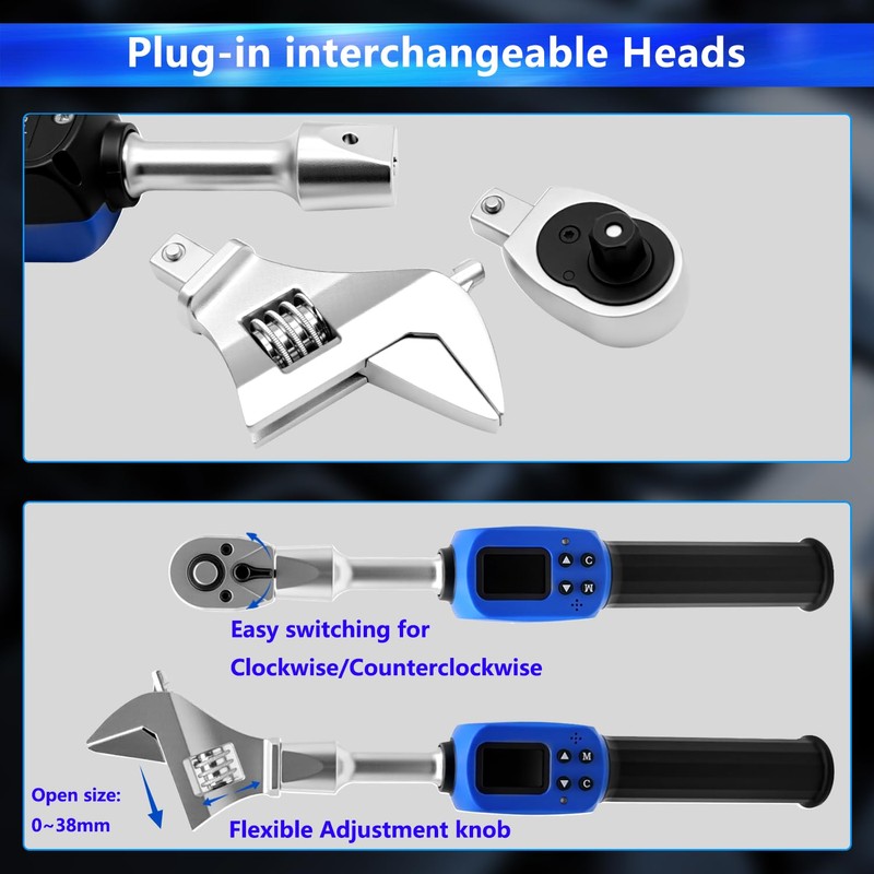 Adjustable Digital Torque Wrench, Hvac Torque Wrench 5-99.6Ft-lbs/6.8-135Nm