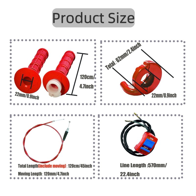 7/8 22mm Twist Throttle Accelerator Handle Grips for Pit Bike