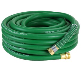 Guitrees 25FT 5/8 Heavy Duty Rubber Garden Hose - 200psi Working, 1000psi Burst - Hot/Cold Water - Five-Layered Braiding for Durability - Versatile for Gardening, Agriculture, Construction(Green)