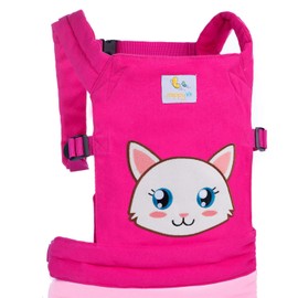 HappyVk- Baby Doll Carrier for Kids- with Cute Kitten Embroidery. Fits Dolls or Stuffed Animals up to 24 inches, Front and Back (as Backpack Carrier)