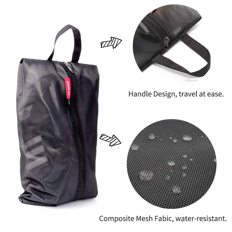 pack all Waterproof Travel Shoe Bag, Plus-Black, 1 piece