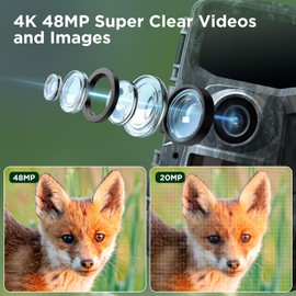 VOOPEAK 4K 48MP Wildlife Camera, Trail Cameras 0.1s Trigger Time Latest Sensor Motion Hunting Game Cameras Time-Lapse with 120°Wide-Angle 2.0” LCD for Wildlife Outdoor Monitoring