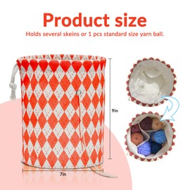 Peixty Yarn Bag with Two Pockets, Holder for Knitting & Crocheting, Portable Storage for Small Projects, Stores Skein Balls, Needles, Accessories - Red