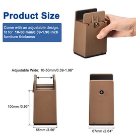 uxcell 4 inch Bed Risers with Adjustable Screw Clamp, 4Pcs Furniture Risers for Bed, Desk, Sofa, Table, Fit for Furniture Thickness 0.39-1.96", Supports 5000 Pounds, Brown