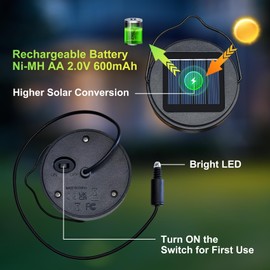 AA 600Mah Solar Light Replacement Top Parts for Solar Outdoor Lantern, Waterproof LED Lights for Yard, Garden, Patio Decor DIY Gifts (1Pack)