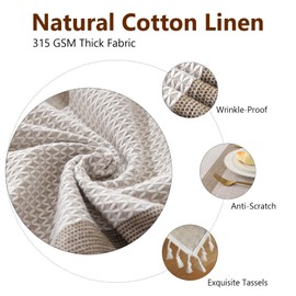 Deep Dream Table Cloth Rectangle Table, Heavy Duty Cotton Linen Tablecloths Rectangular, Waterproof Farmhouse Washable Table Cover with Tassels for Kitchen Dining Party, 55" X 70", 4-6 Seats