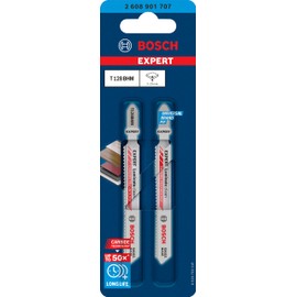 Bosch Professional 2 x Expert 'Laminate Clean' T 128 BHM Jigsaw Blade (for Compact Laminate Vinyl, PVC, HPL, Length 92 mm, Jigsaw Accessories)
