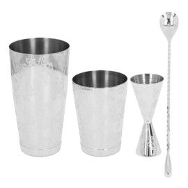 Boston Cocktail Shaker Set Multifunctional 304 Stainless Steel Vintage Print Cocktail Strainer Set Set 1
