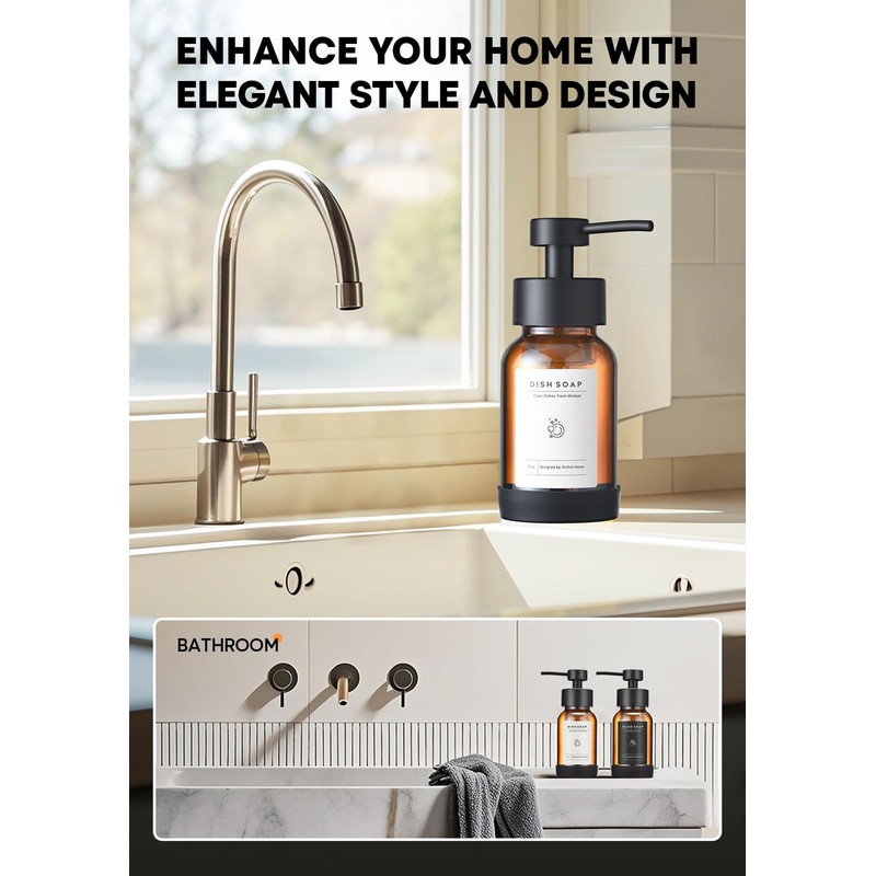 Foaming Soap Dispenser Set, Glass Foam Soap Dispenser with Plastic