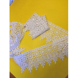 Yulakes 3 Yard 9 cm Cotton Lace Ribbon Vintage Crochet Ribbon Lace Border Crochet Lace Ribbon for Sewing Crafts (White)