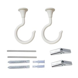 QLXHBOT Large Swag Ceiling Hooks Heavy Duty Swag Hook 2 Sets 2.4''with Hardware for Hanging Plants Ceiling Installation Cavity Wall Fixing (2 Sets, White，Large)