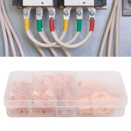 Terminales de Terminal de Anillo de Cobre, 60 Piezas Terminales de Terminal de Anillo de Cobre Cable Eléctrico Conector de Engarzado de Extremo Cerrado SC6-SC25 Set 8