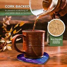 1 x Heart Coaster - Name Clementine Space Universe Galaxy Stars Letter Lettering Initial Cork Backed MDF Glossy Tea Coffee Accessory #262852