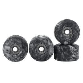 Teak Tuning Apex 61D Urethane Fingerboard Wheels - New Street Shape, 7.7mm Diameter - ABEC-9 Stealth Bearings - Made in The USA - Grey & White Swirl Colorway