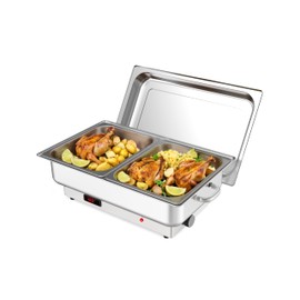 KYBOLT Electric Chafing Dish,Food Warmer and Servers, 2 x 4.5QT Rectangular Half-Size Stainless Steel Chafing Dish Set with Temperature Control Display for Parties, Catering, Festivals