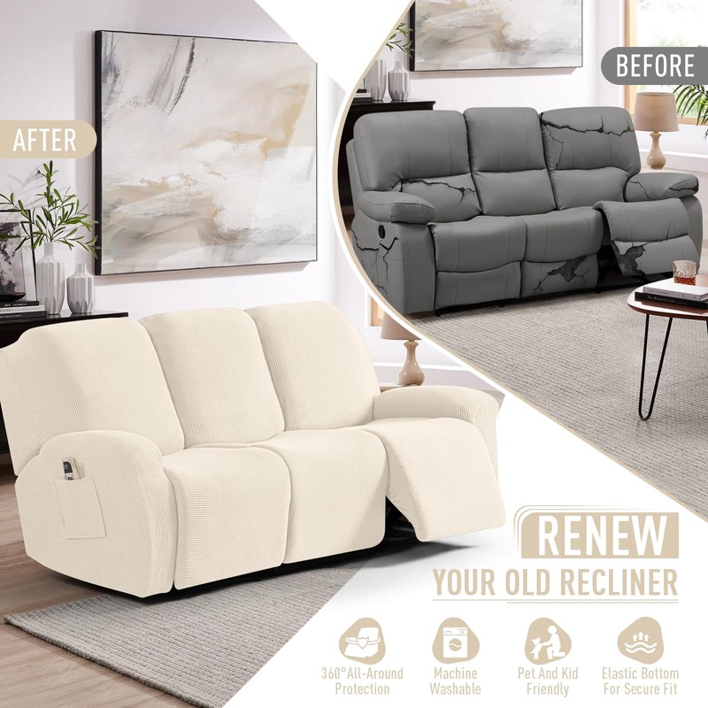 TAOCOCO Recliner Sofa Covers 8-Pieces Stretch Large Couch Covers for