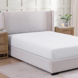 Fitted Sheet Double, White - Pre-Washed, Deep Pocket 14 inch (35 cm) - Easy Care - Soft Brushed Microfibre Fabric - Shrinkage and Fade Resistant - Bottom Sheet