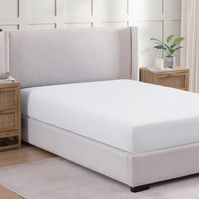 Fitted Sheet Double, White - Pre-Washed, Deep Pocket 14 inch